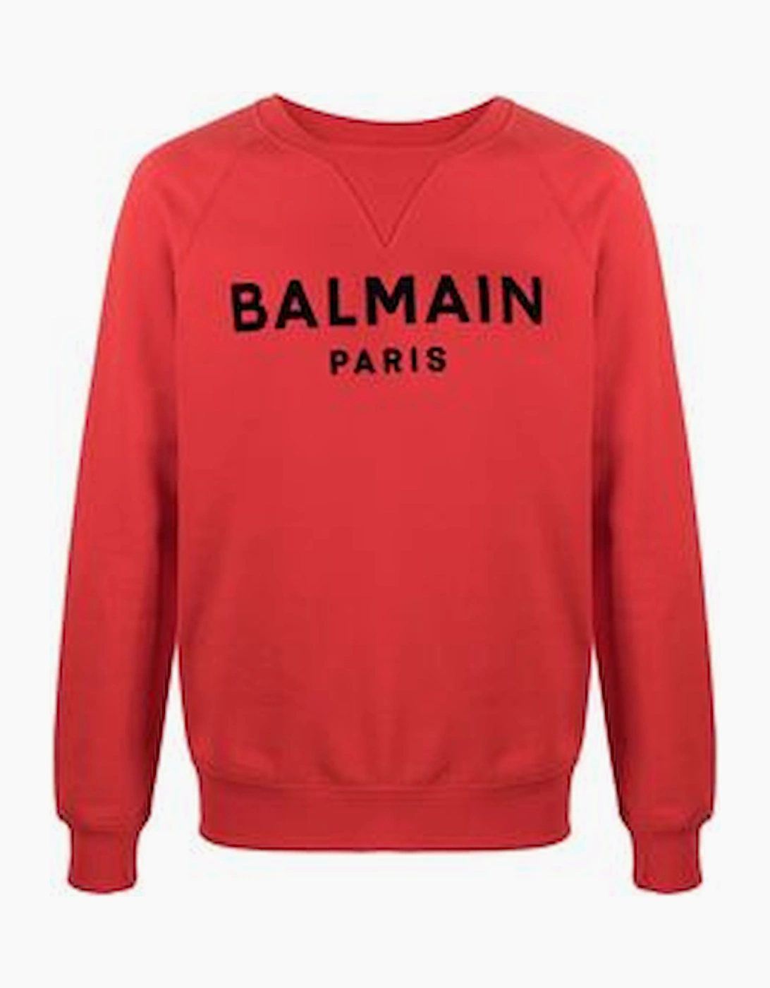 Balmain Men's Sweatshirt With Logo Print - Red / Black - Size: SMALL