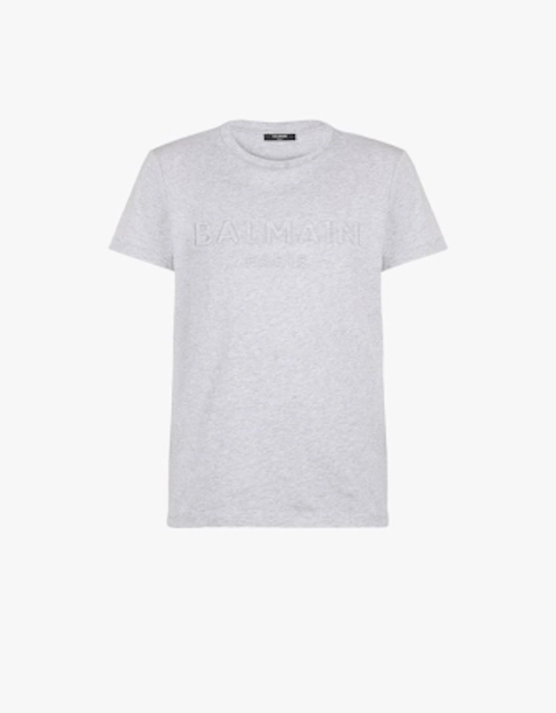 Balmain Men's Grey Embossed Logo T-Shirt  42 Extra Large