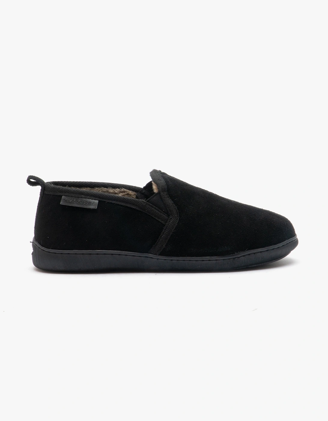 Hush Puppies Men's Hush Puppies ARNOLD Mens Suede Full Slippers Black