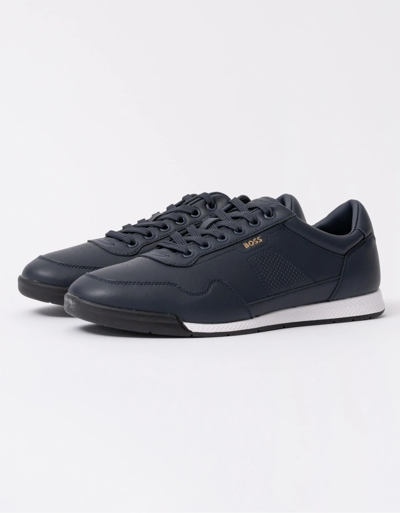 BOSS Orange Titanium Mens Nappa-Leather Trainers with Perforated Details