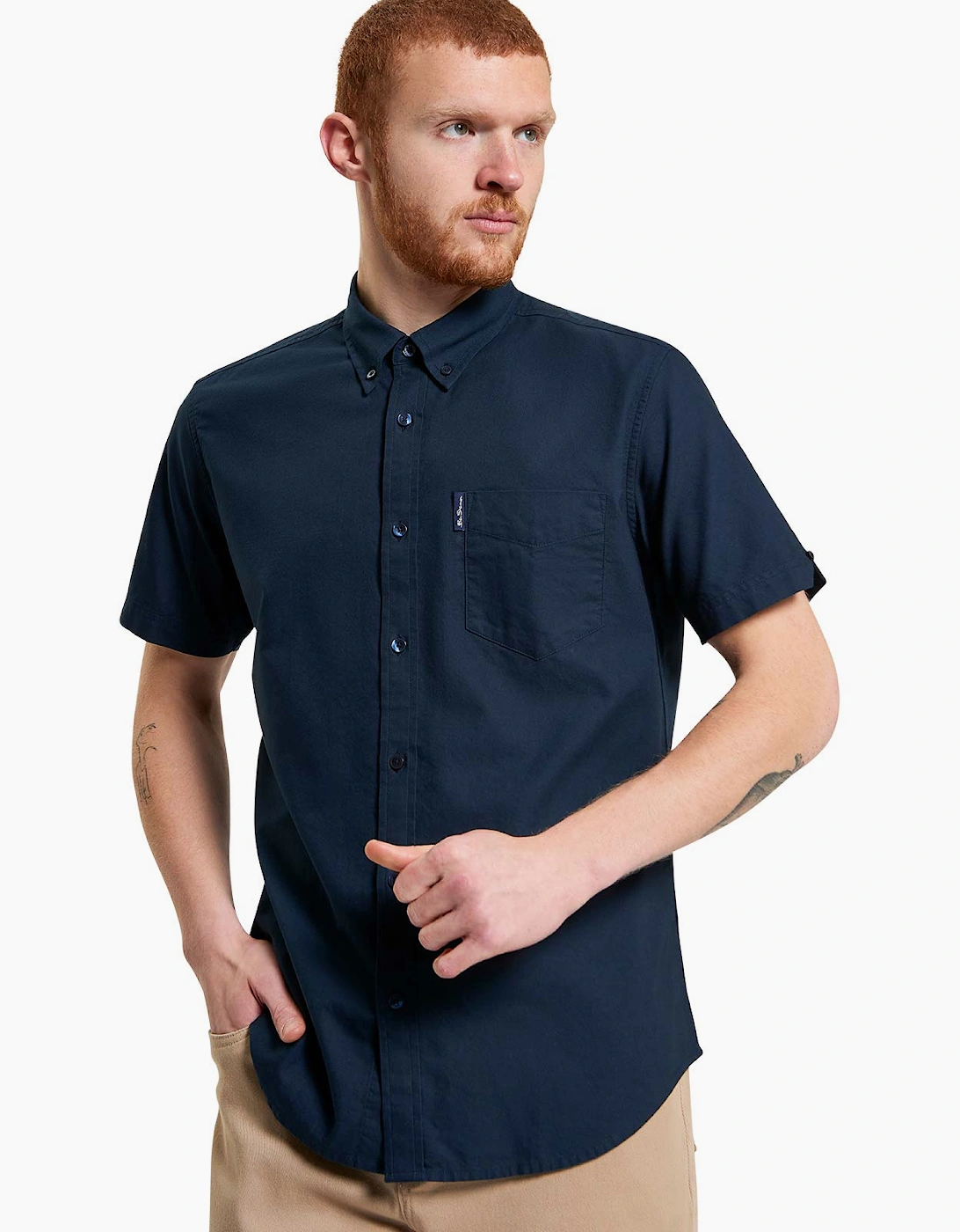 Ben Sherman Men's Navy Signature Oxford Short Sleeve Shirt - Size 38/Regular