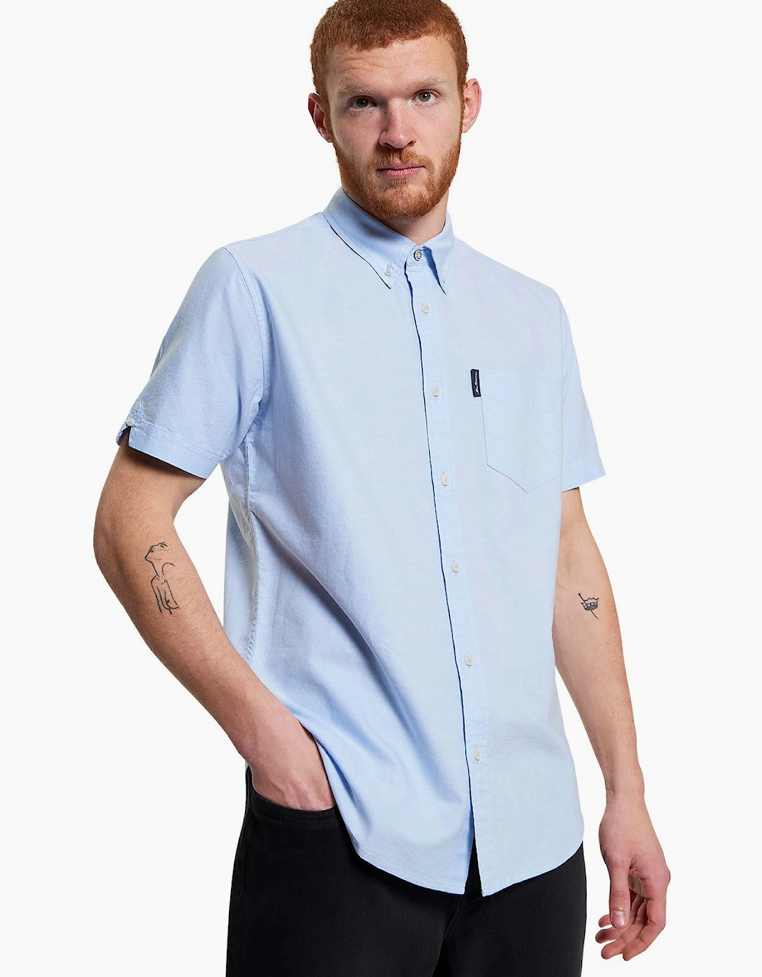 Ben Sherman Men's Blue Signature Oxford Short Sleeve Shirt - Size 38/Regular