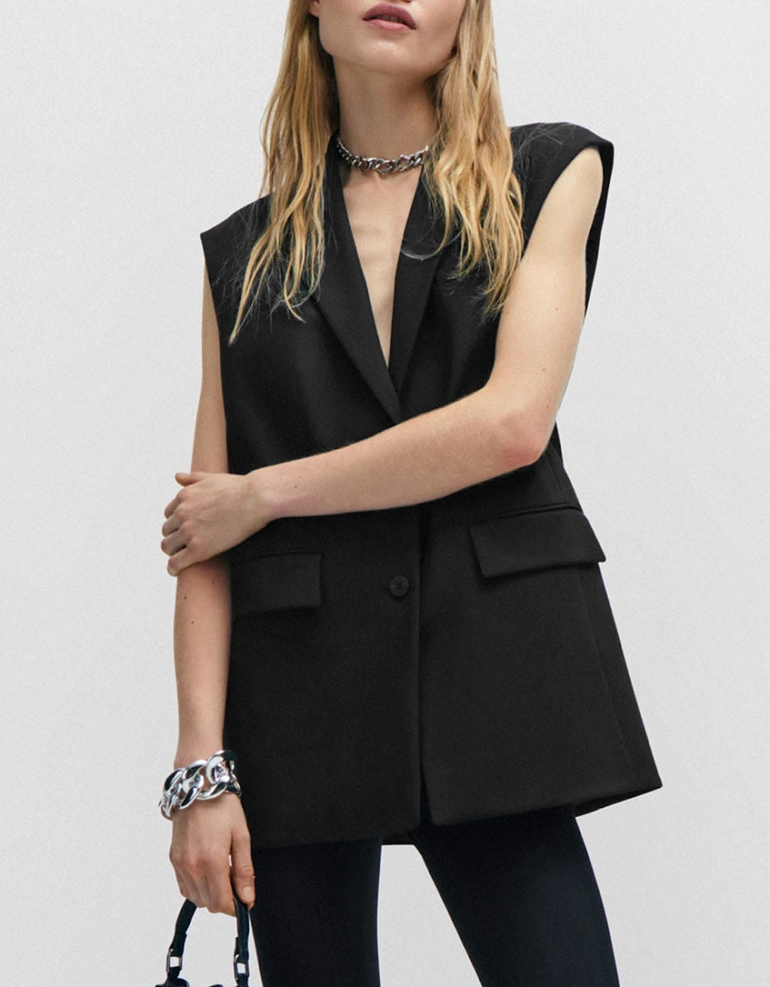 Hugo Boss Women's Aneris Logo Lining Regular-Fit Waistcoat - Black - Size: 6