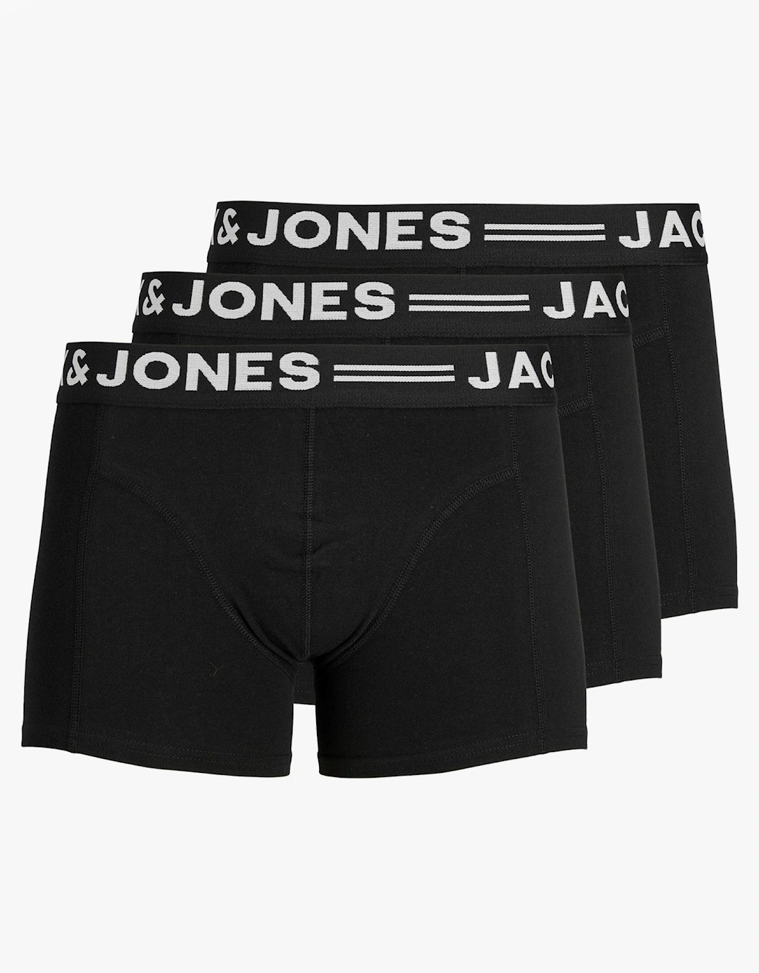 Jack & Jones Men's Black Sense 3 Pack Trunks  37/36/32 Extra Large