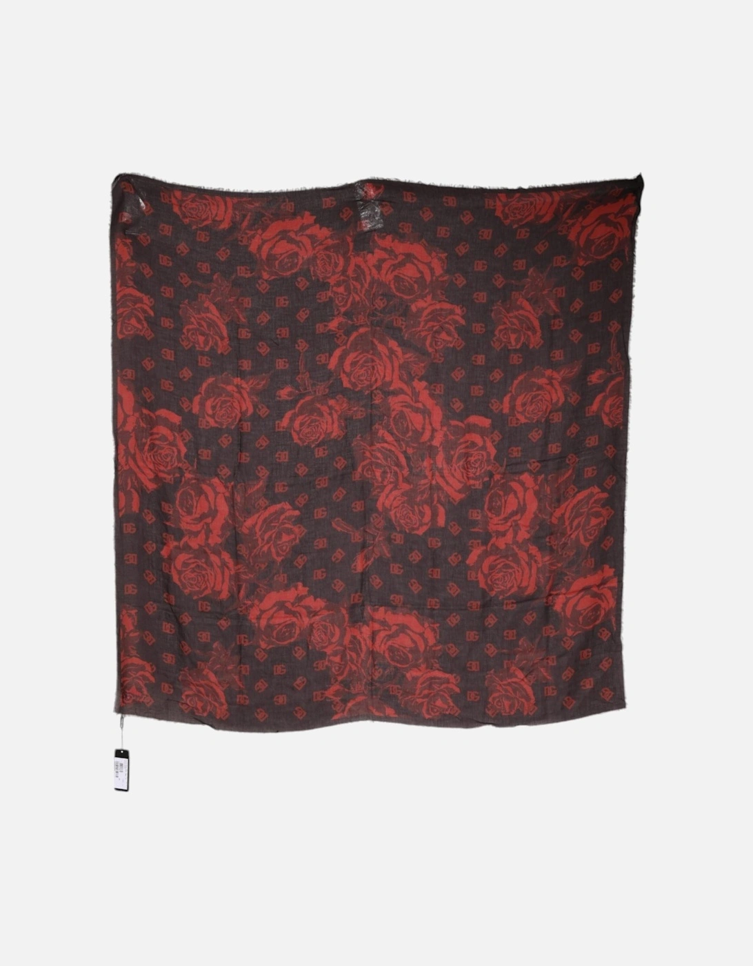 Modal Floral Scarf with Wool Blend Women - Black And Red Scarves