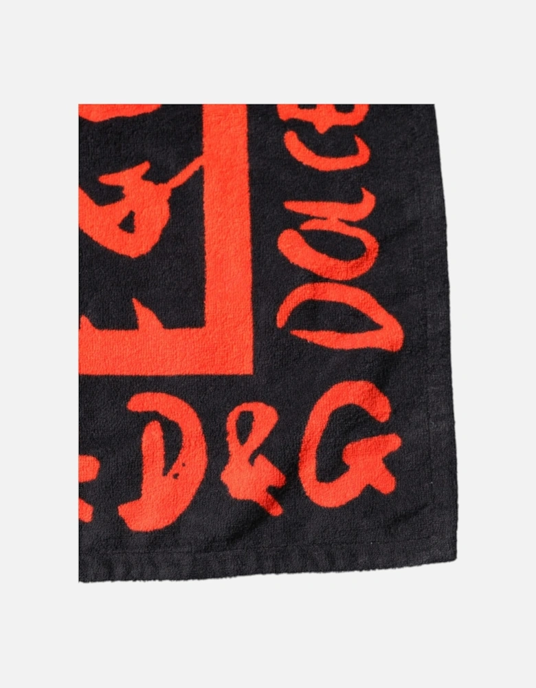 Logo Print Cotton Beach Towel Women - Black And Red Miscellaneous