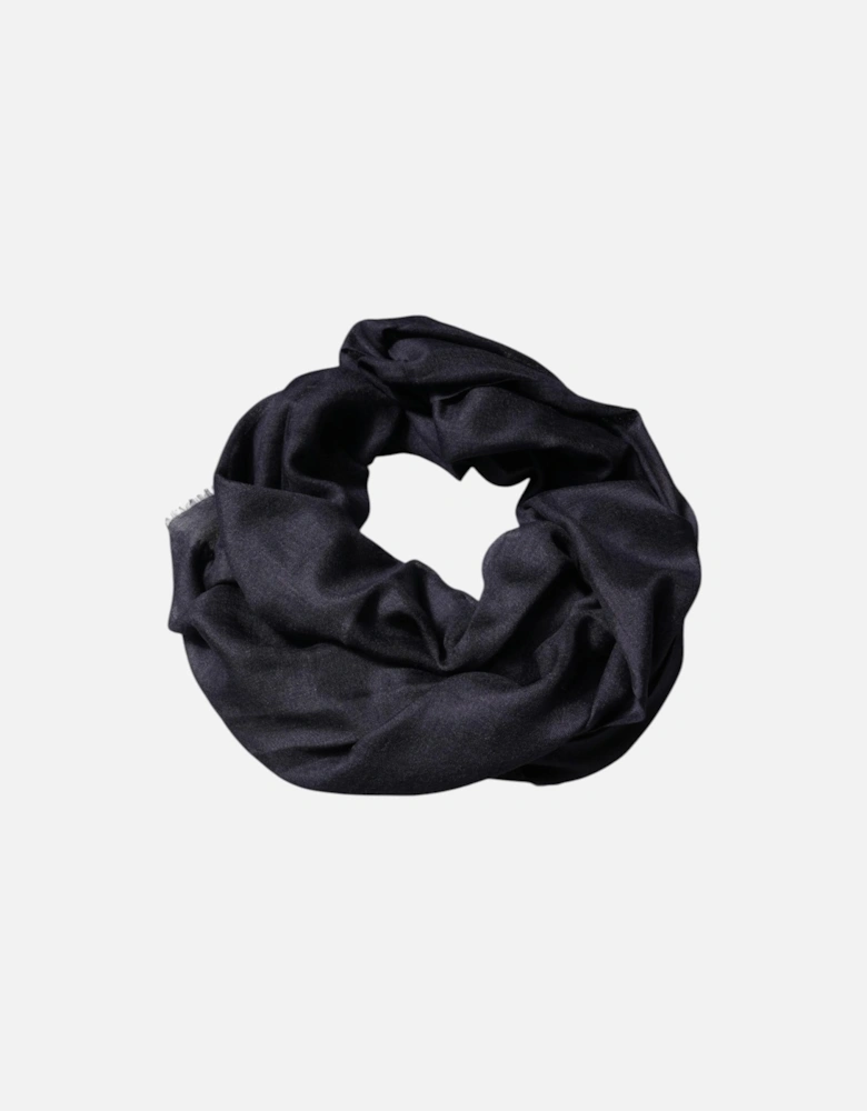 Cashmere Silk Shawl Scarf with Logo Details Women - Black Scarves