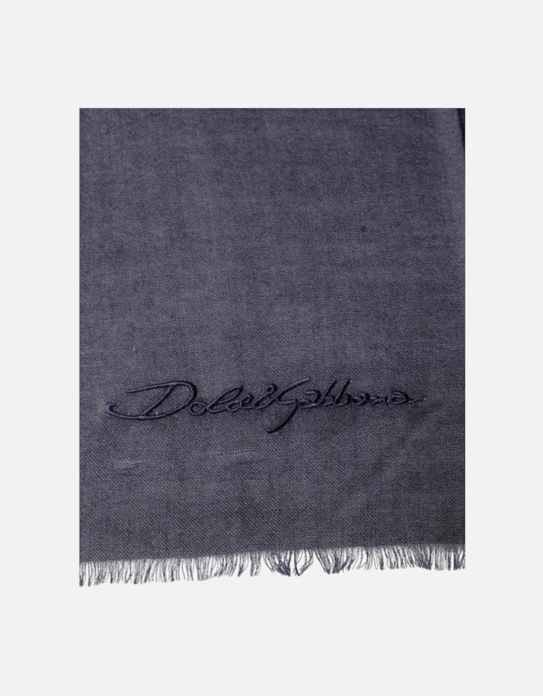 Cashmere Silk Shawl Scarf with Logo Details Women - Black Scarves