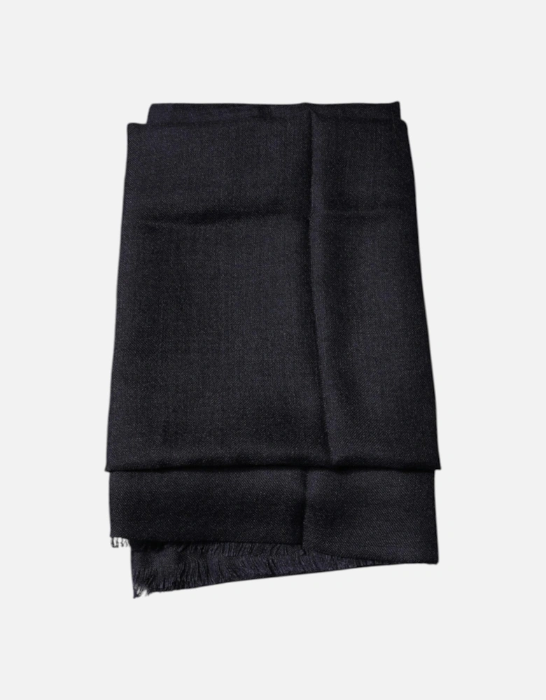 Cashmere Silk Shawl Scarf with Logo Details Women - Black Scarves