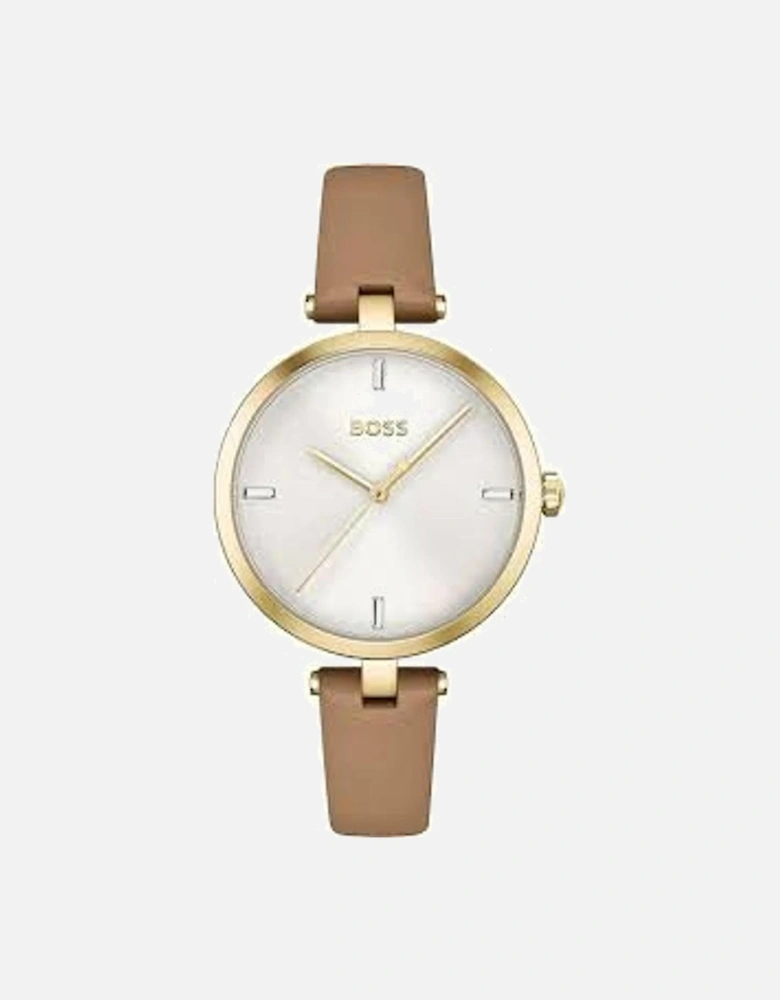 Quartz Stainless Steel Case Analog Watch Women - Beige Watches