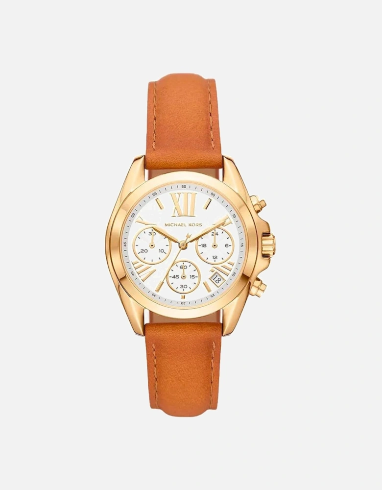 Stainless Steel Quartz Chronograph Leather Watch Women - Brown Watches