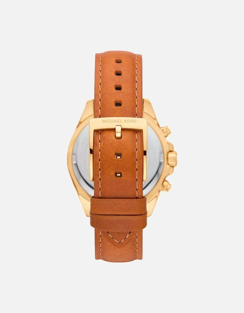 Stainless Steel Quartz Chronograph Leather Watch Women - Brown Watches