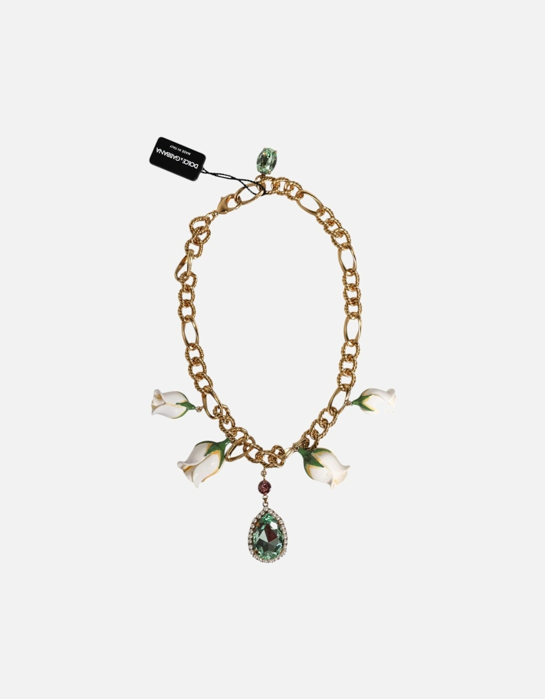 Gold-Tone Floral Necklace with Stone Embellishments Women, 5 of 4