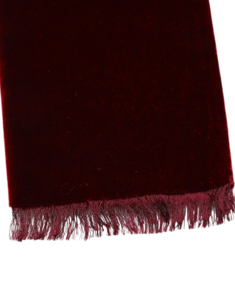 Cotton and Silk Blend Fringed Scarf Women - Bordeaux Scarves
