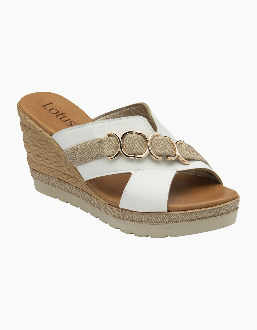 Lotus Women's Toscana Womens Wedge Sandals - White - Size: 7