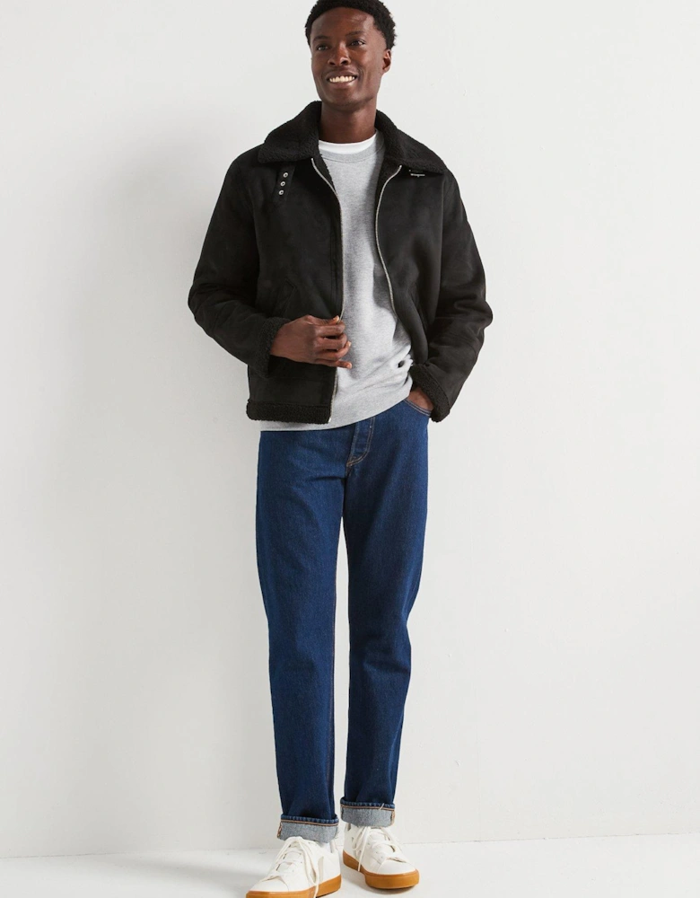 Faux Shearling Jacket - Black