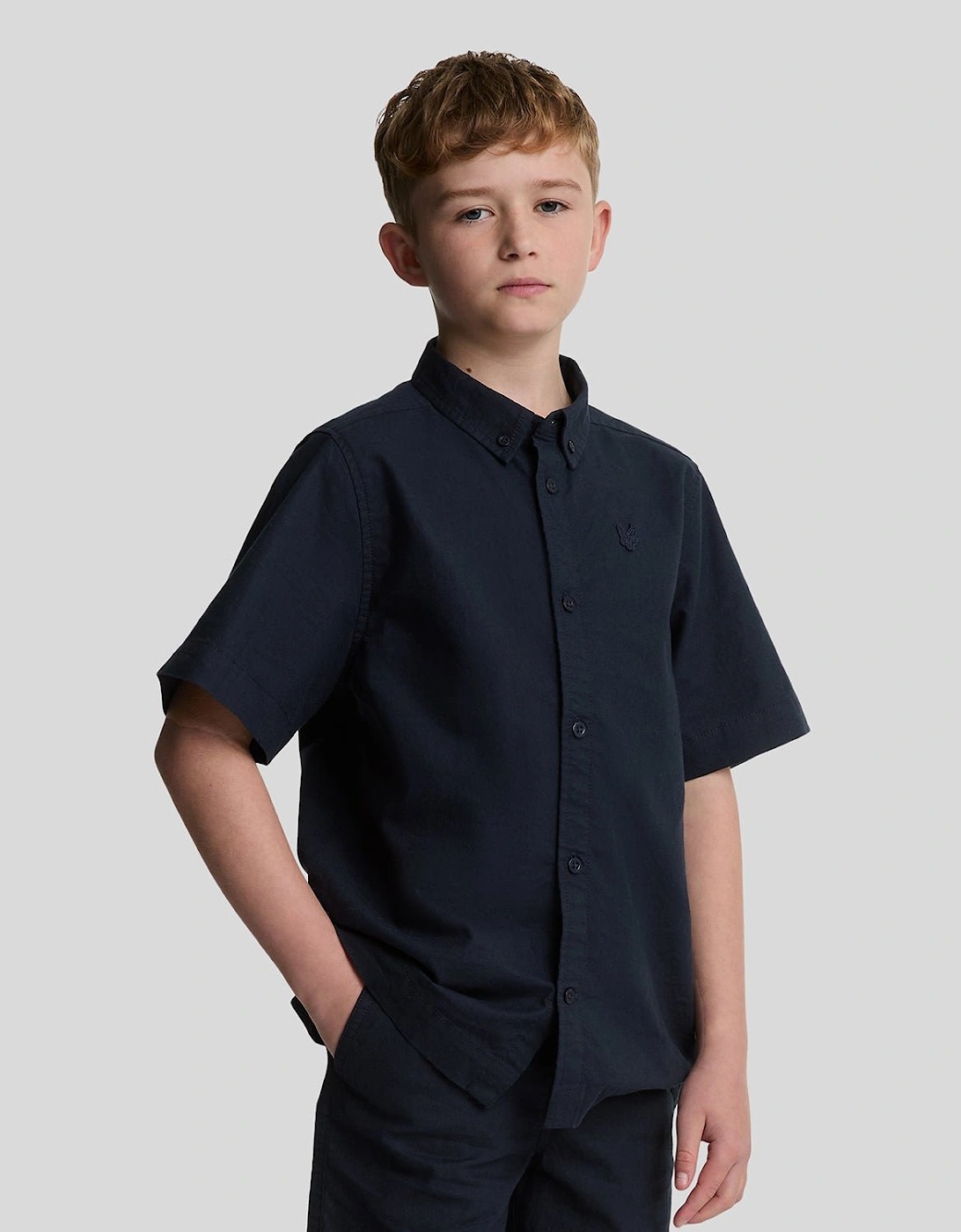 Lyle And Scott Kids Linen Short Sleeve Shirt - Navy - Size: 9/10 y