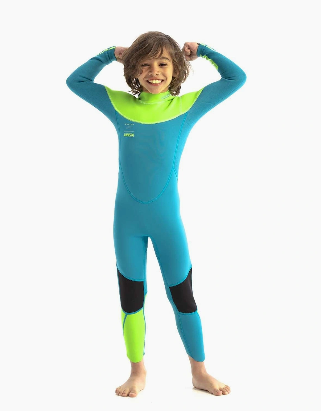 Jobe Kids Boston 3/2mm Back Zip Full Length Wetsuit - Blue/Green - Size: 140