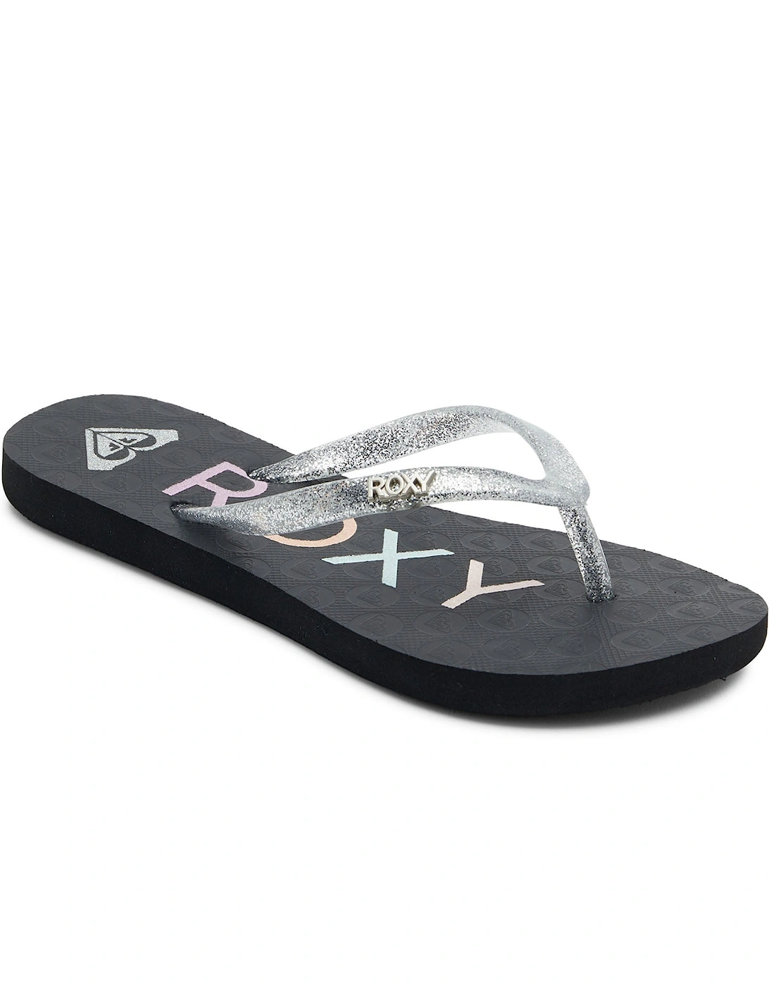Girl's Roxy Kids Viva Sparkle Glitter Sandals Flip Flops - Black - Size: 11K