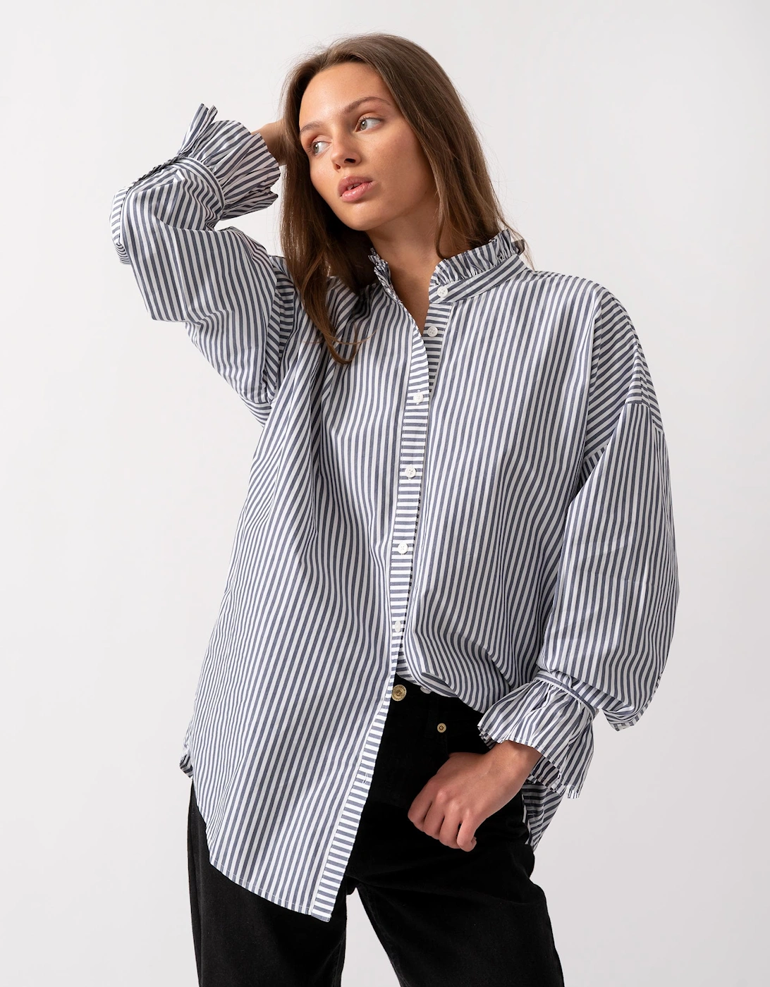 Mae Womens Frill Neck Shirt