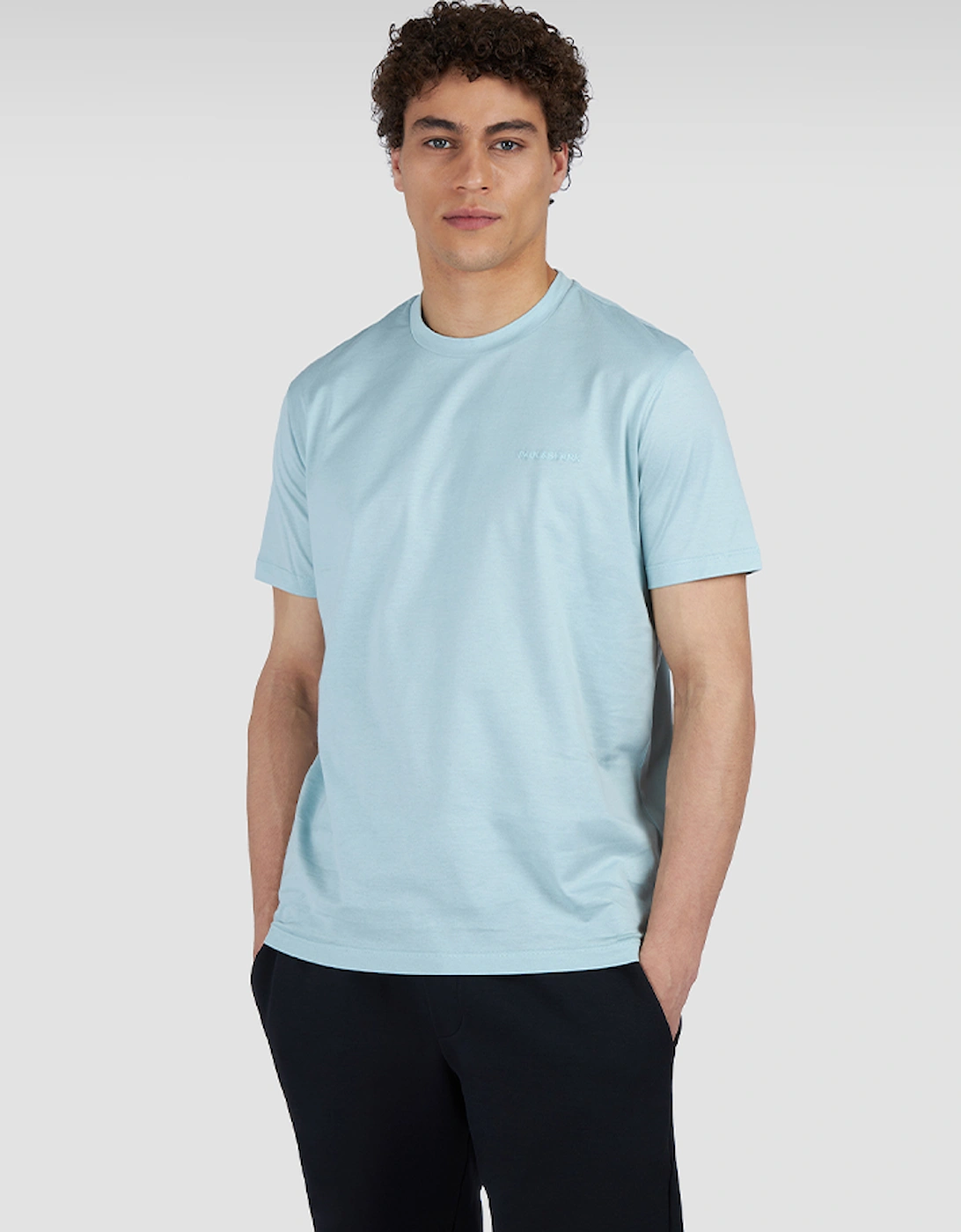 Paul & Shark Men's Blue T-Shirt In Cotton Jersey With Tone-On-Tone Embroidery - : 38 Medium