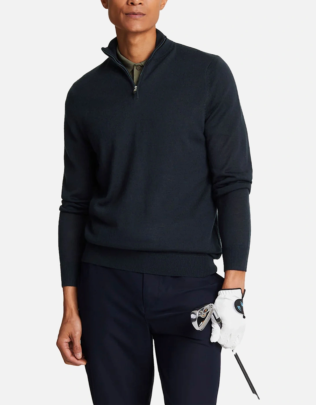 Men's Lyle & Scott Mens Sweatshirt Quarter Zip Pullover Plain Mens Jumper Casual Top - Navy - Size: 40