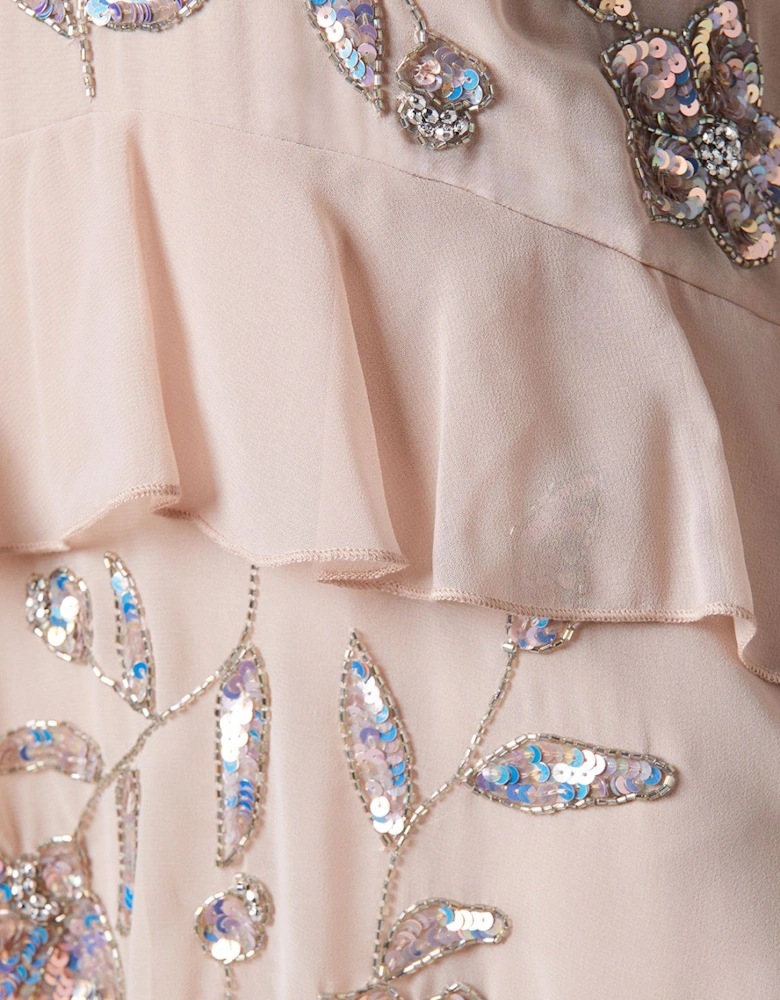 Sequin Long Sleeve Ruffle Mini Dress