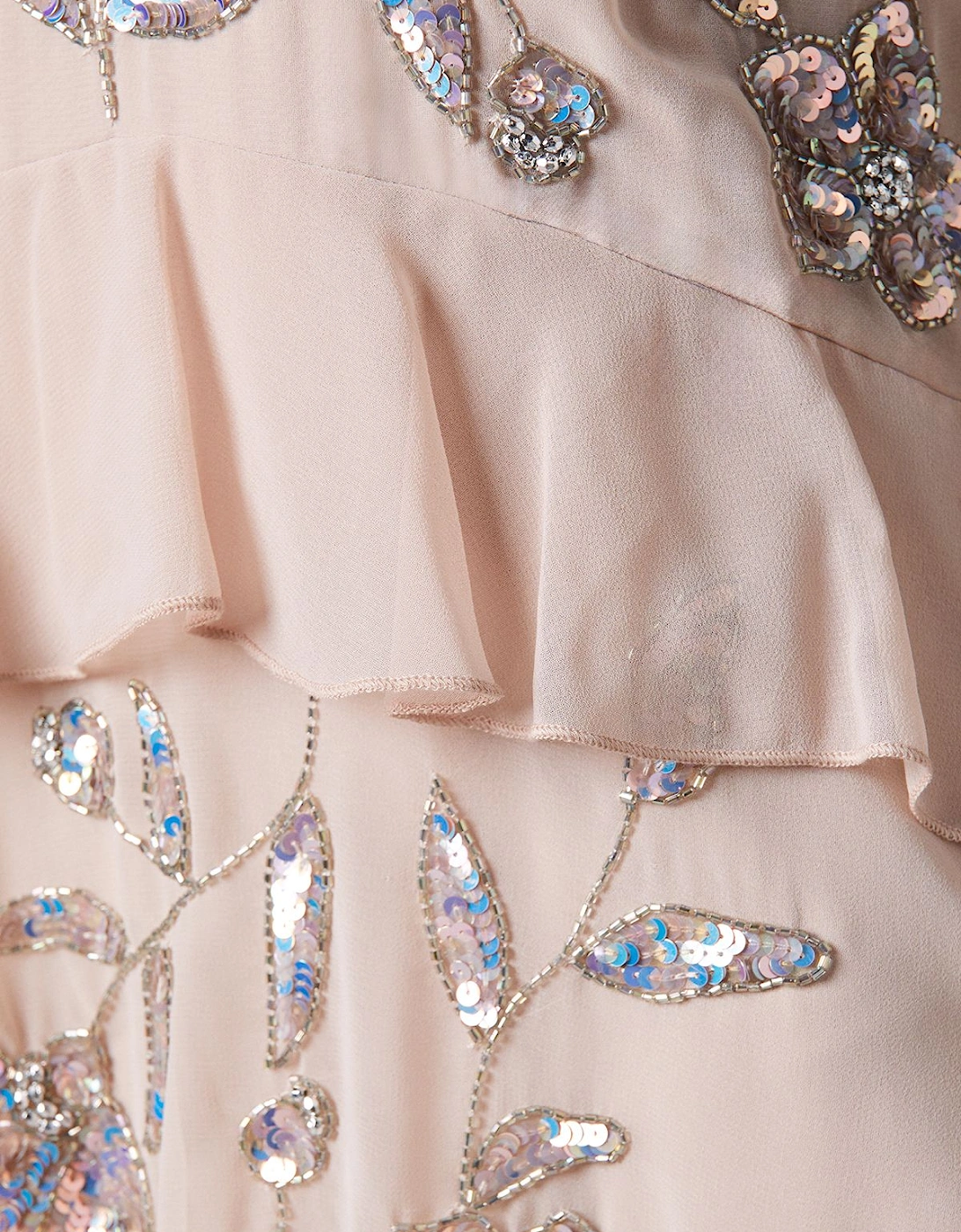 Sequin Long Sleeve Ruffle Mini Dress