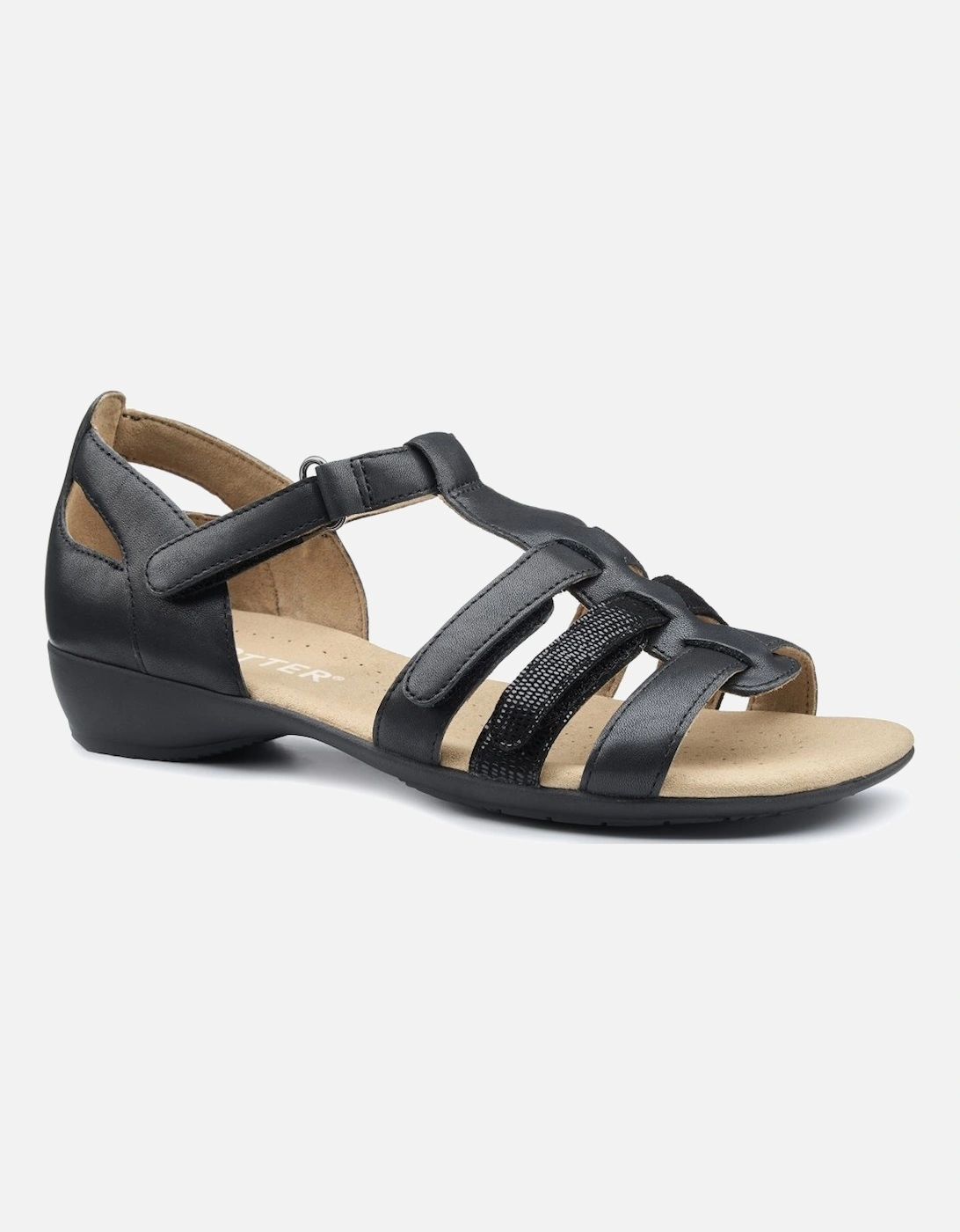 Hotter Women's Black Solei Wide Sandals - Size: 7