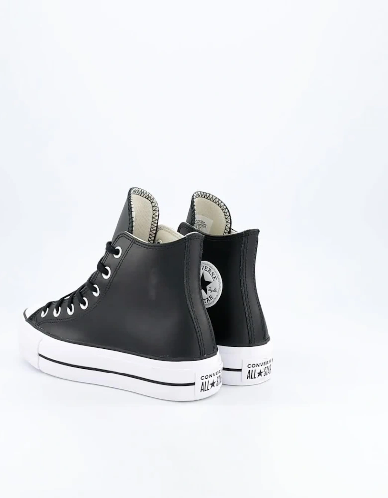 Womens Leather Lift Hi Top Trainers - Black
