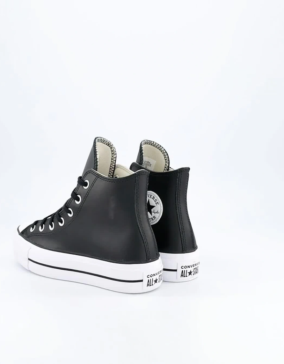 Womens Leather Lift Hi Top Trainers - Black