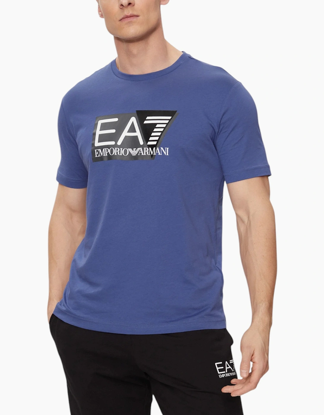 Armani Men's Blue Ea7 3Dpt81 T Shirt Emporio Short Sleeve Casual Cotton Tee Top - Size: 38