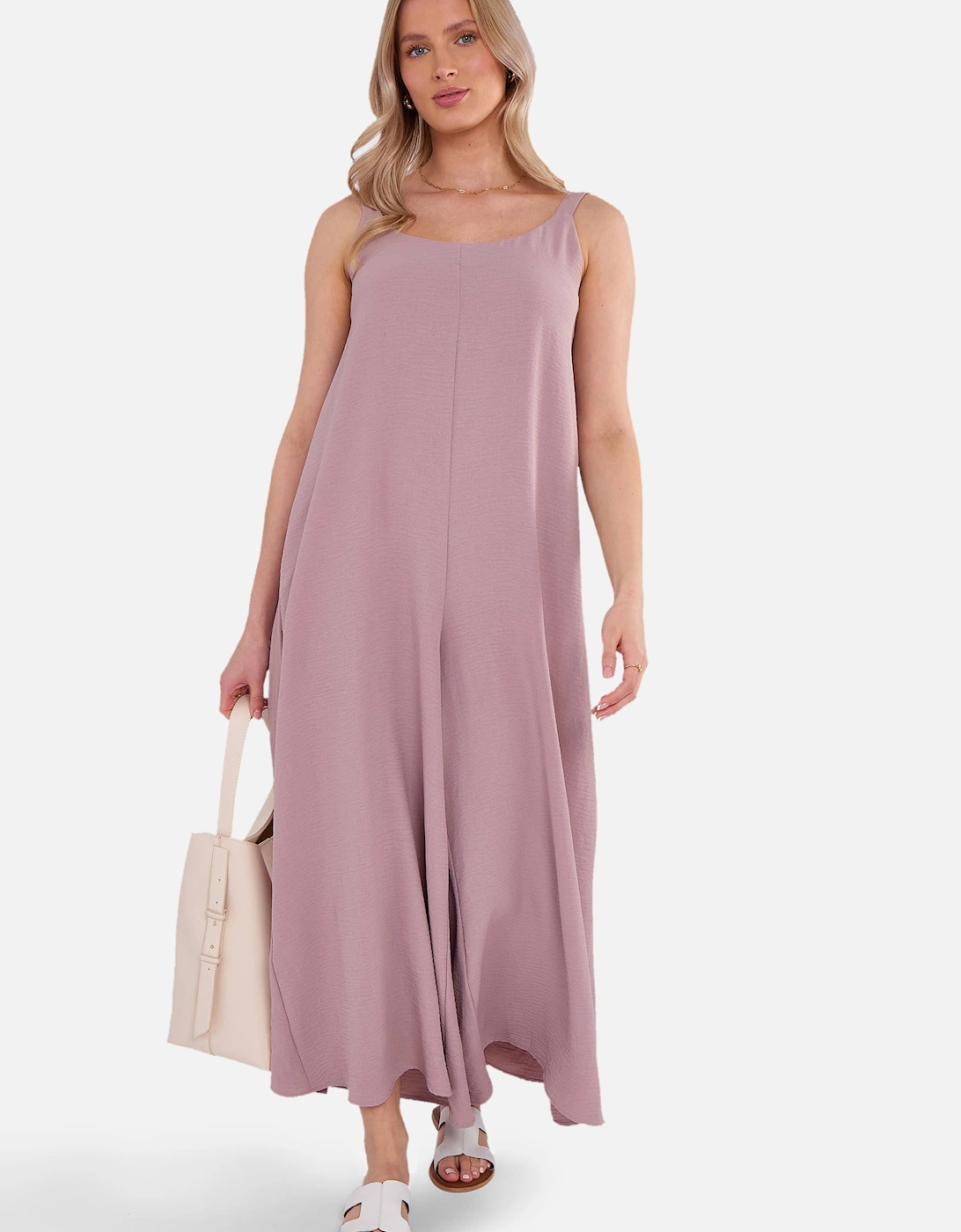 Gini London Women's Purple/Pink Mink Air Flow Strappy Wide Leg Jumpsuit - - : 10/12 Size 14