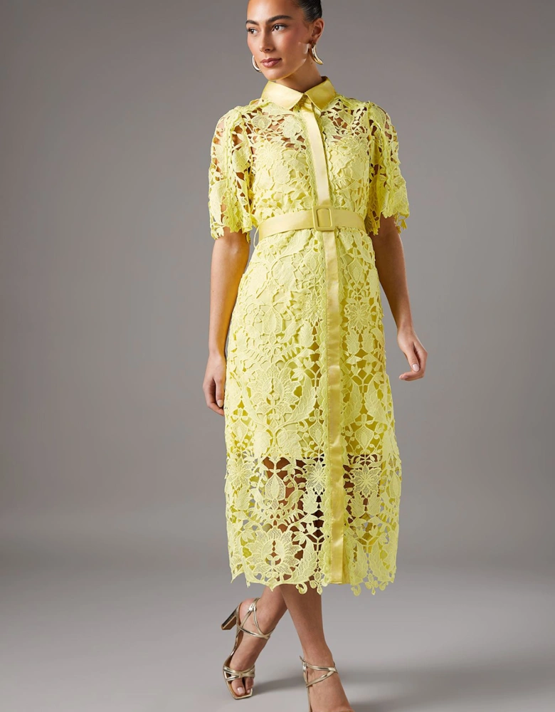 Lace Shirt Dress With Short Sleeves