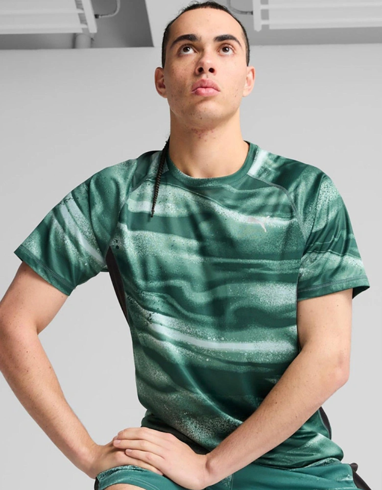 Mens Running Velocity Printed T-Shirt - Green