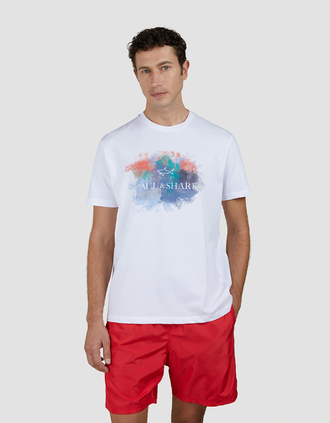 Paul & Shark Men's White Printed Logo Cotton Jersey T-Shirt - : 44 Xxl