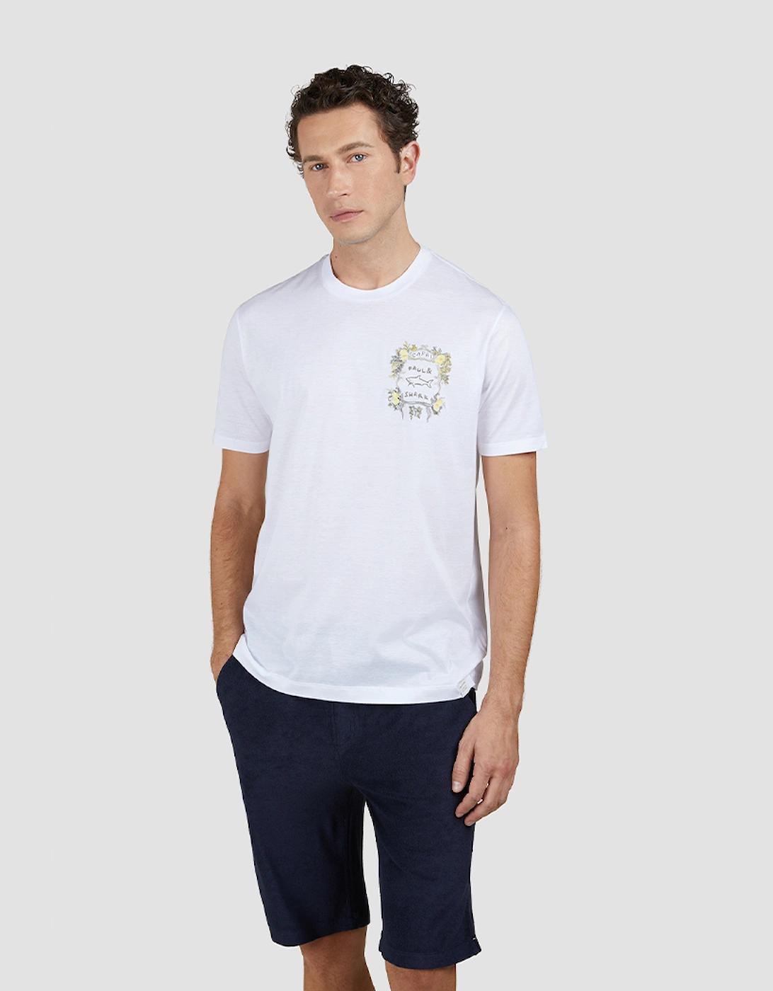 Men's Paul & Shark Men's X-Soft Jersey T-Shirt with Capri Embroidery - White - Size: 40