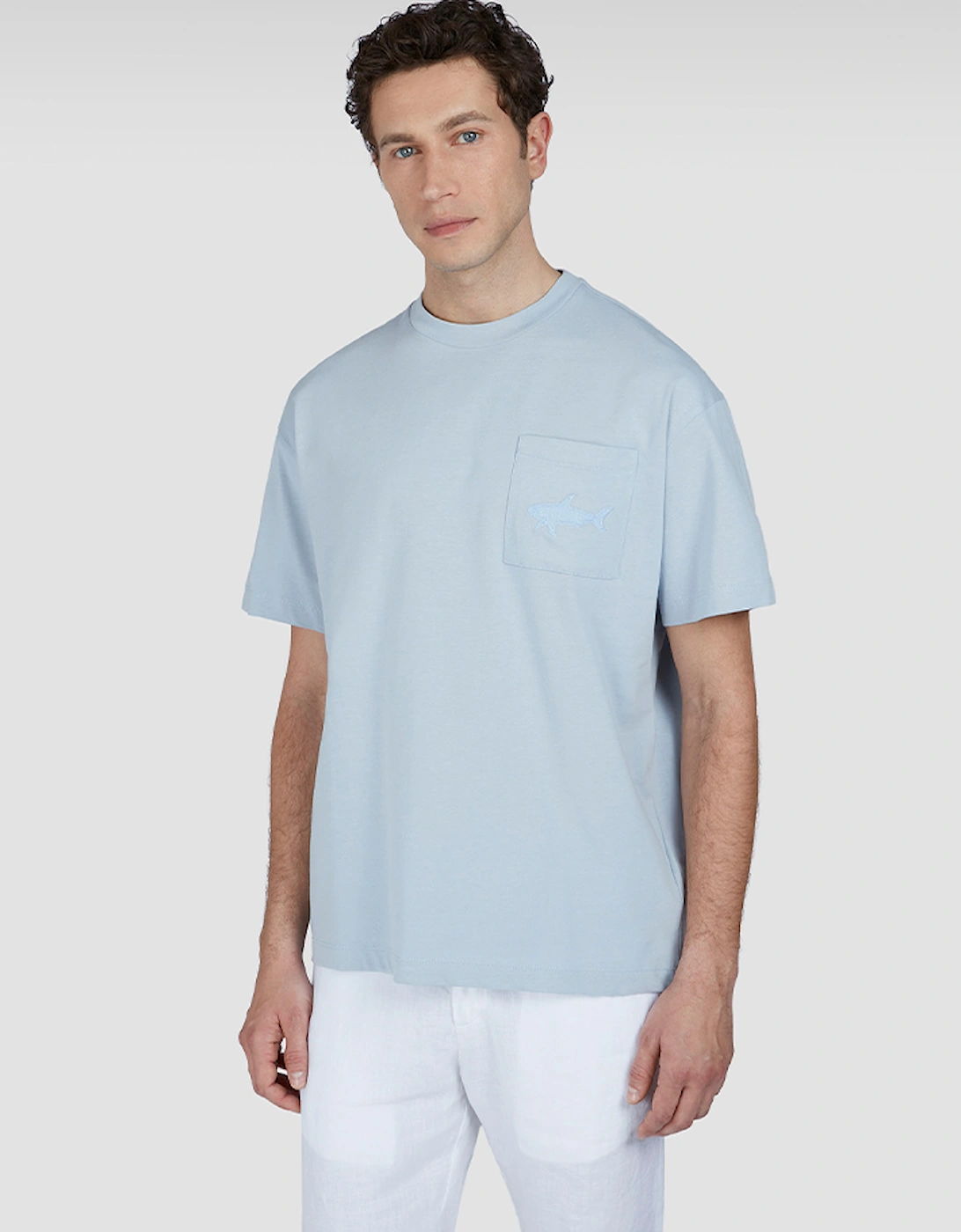 Paul & Shark Men's Aqua Touch Cotton T-Shirt With Shark Embroidery  44 Xxl