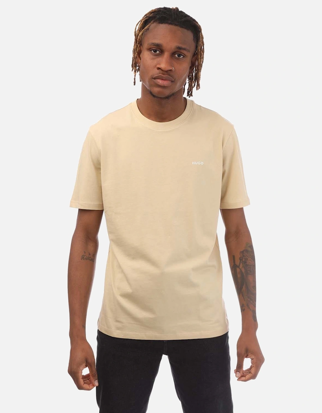 Hugo Boss Men's Dero222 Logo Print T-Shirt - Cream - Size: 40