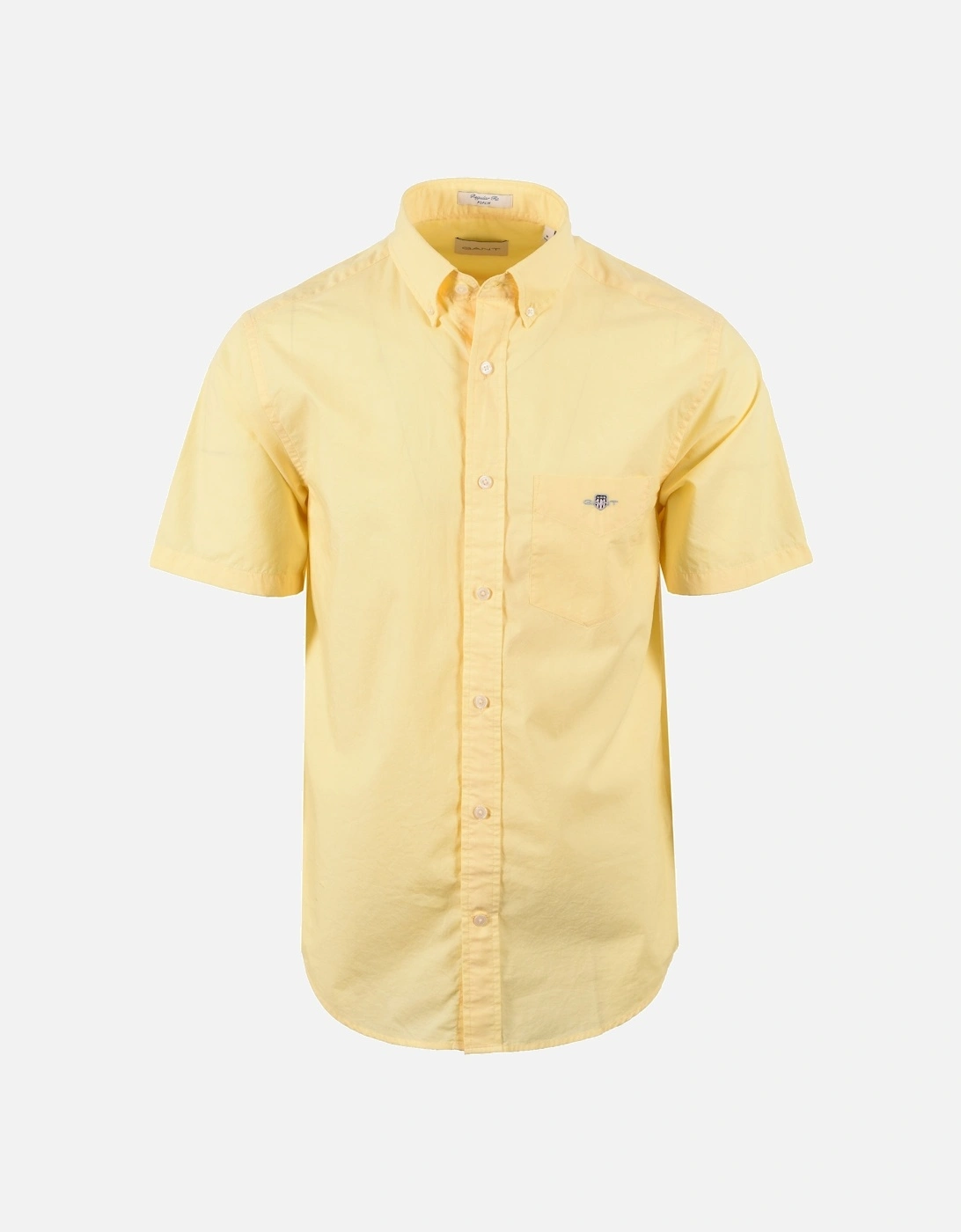 Gant Men's Yellow Reg Poplin Short Sleeve Shirt Banana - : 38 Size M