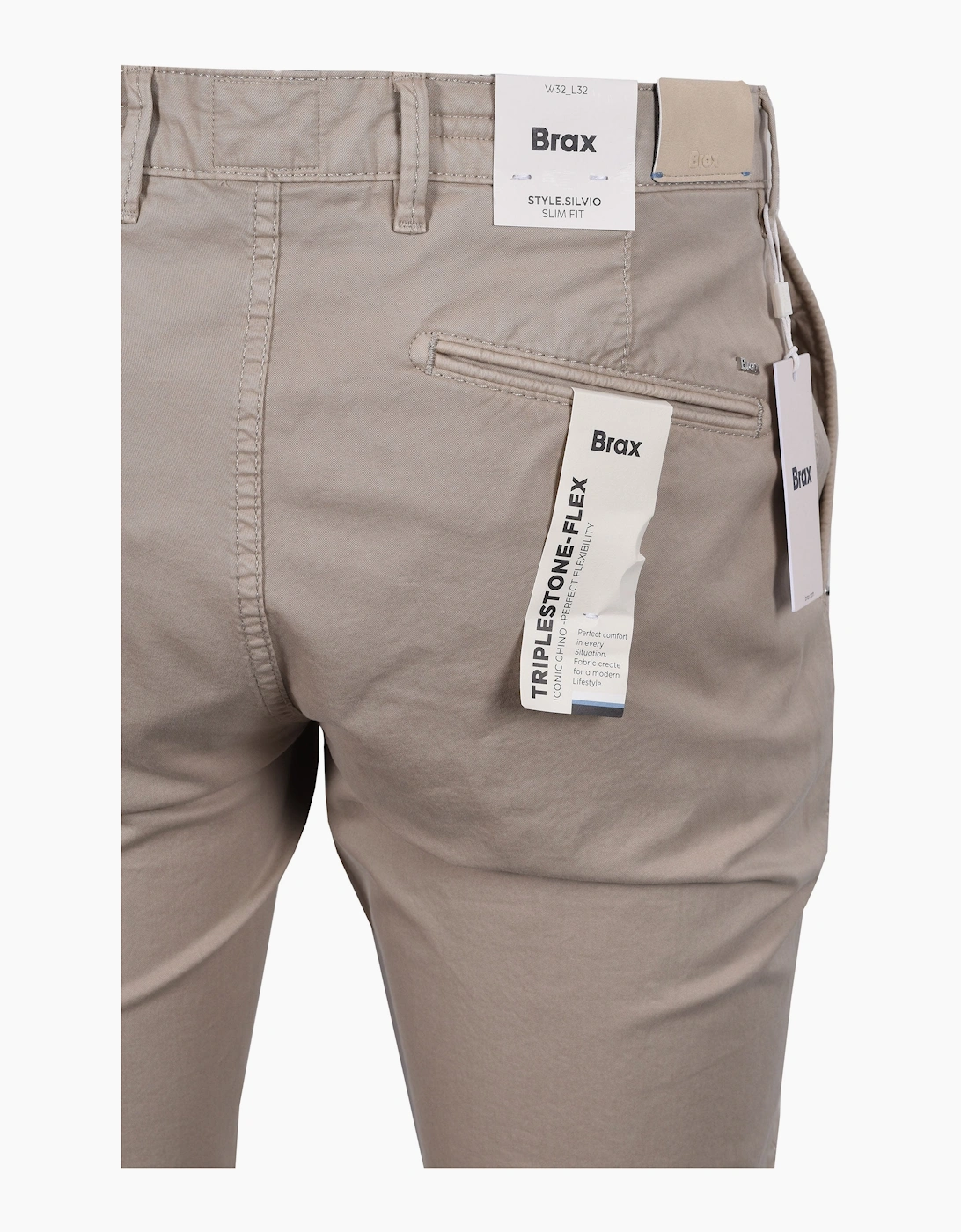 Men's Brax Silvio Cotton Chino Stone - Cream - Size: 36