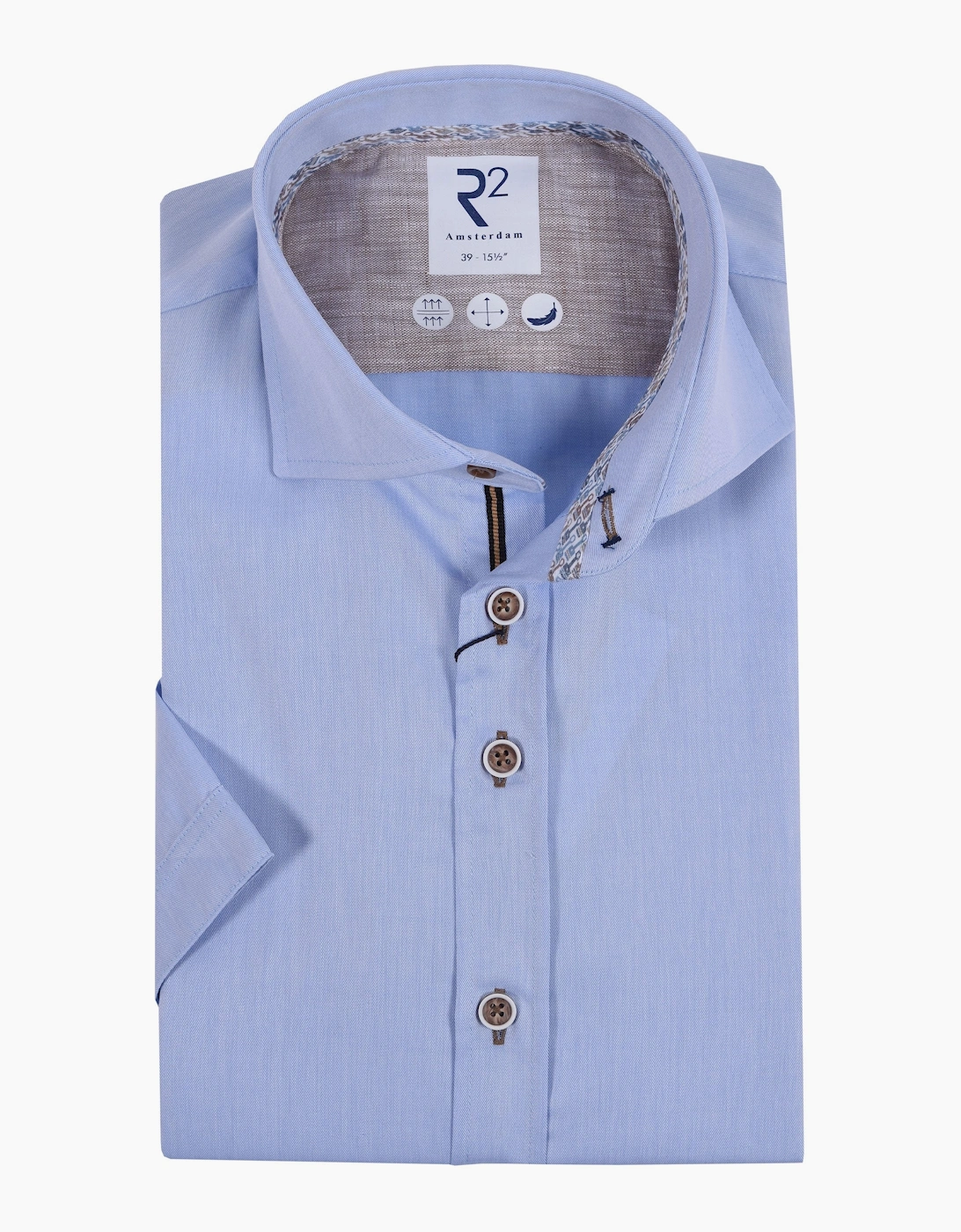 Men's R2 Cut Away Short Sleeve Shirt Light Blue - Size: 48