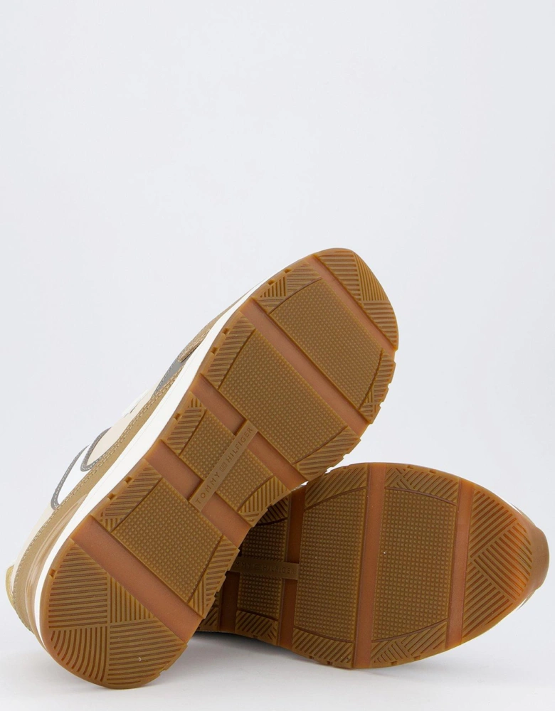 Leather Runner Trainer - Beige