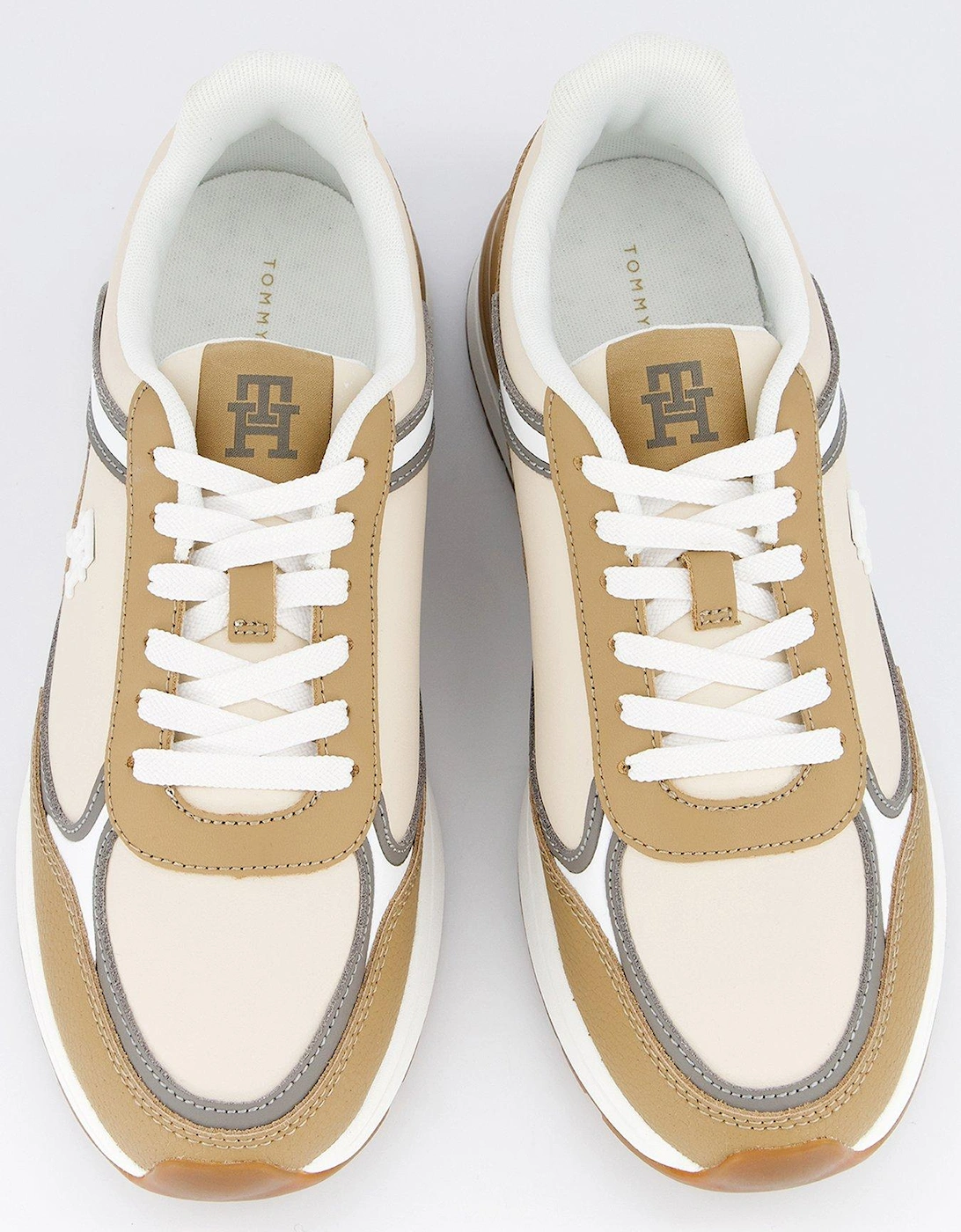 Leather Runner Trainer - Beige