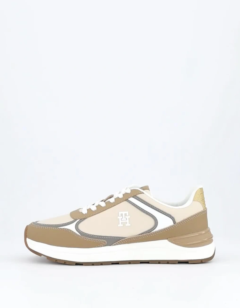 Leather Runner Trainer - Beige