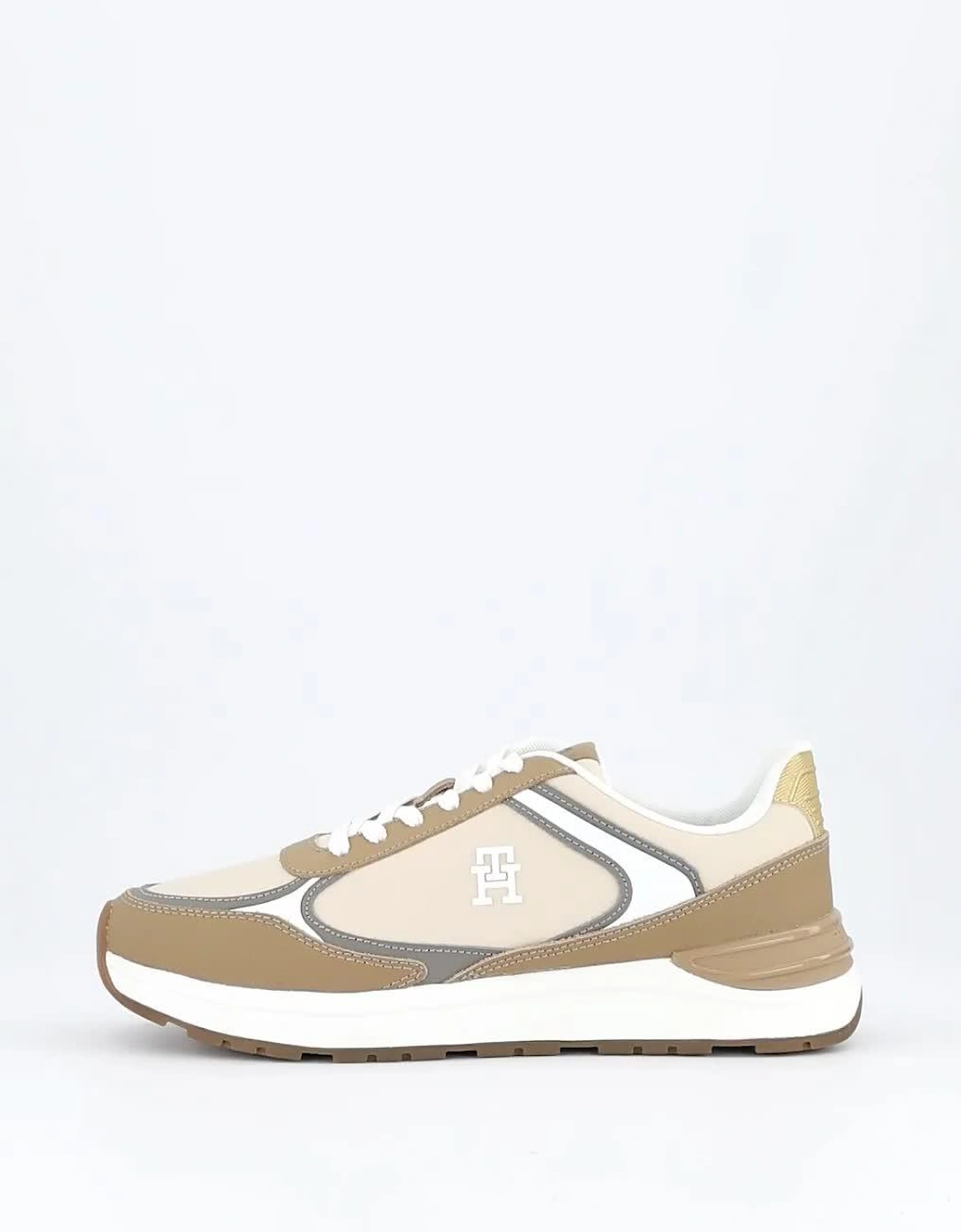 Leather Runner Trainer - Beige