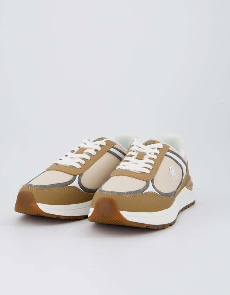 Leather Runner Trainer - Beige