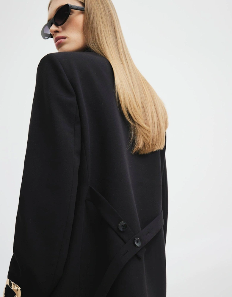 Oversized Double Breasted Blazer - Black
