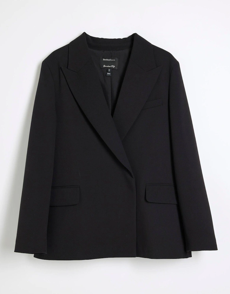 Oversized Double Breasted Blazer - Black