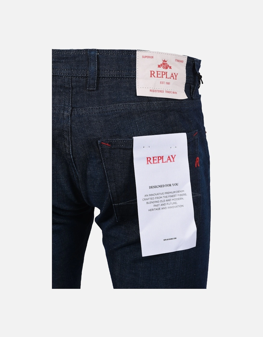 Men's Replay Grover Straight Leg Jeans Dark Denim - Navy - Size: 38/32